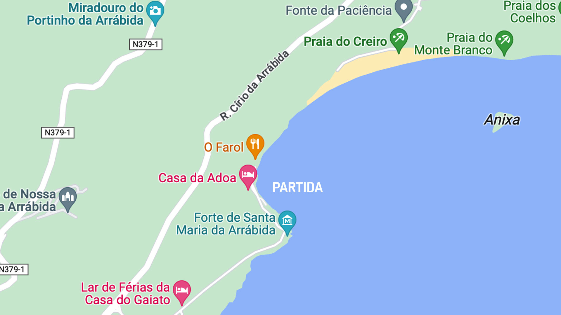 Mapa da Partida: Praia do Portinho da Arrábida